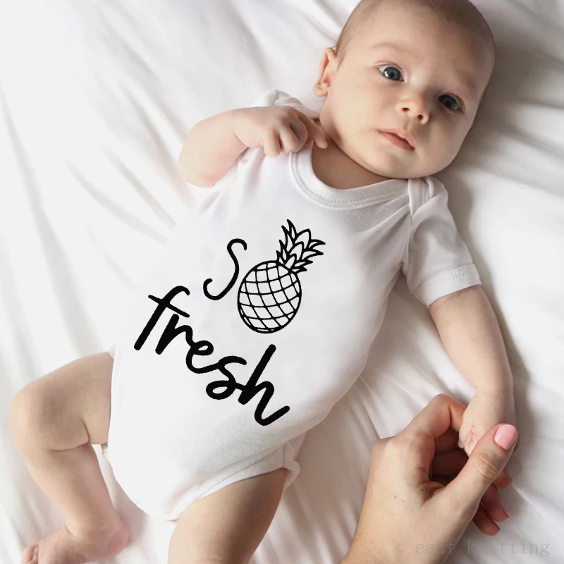 Брюки из хлопка для малышей Боди ананас свежий графический принт детская модная