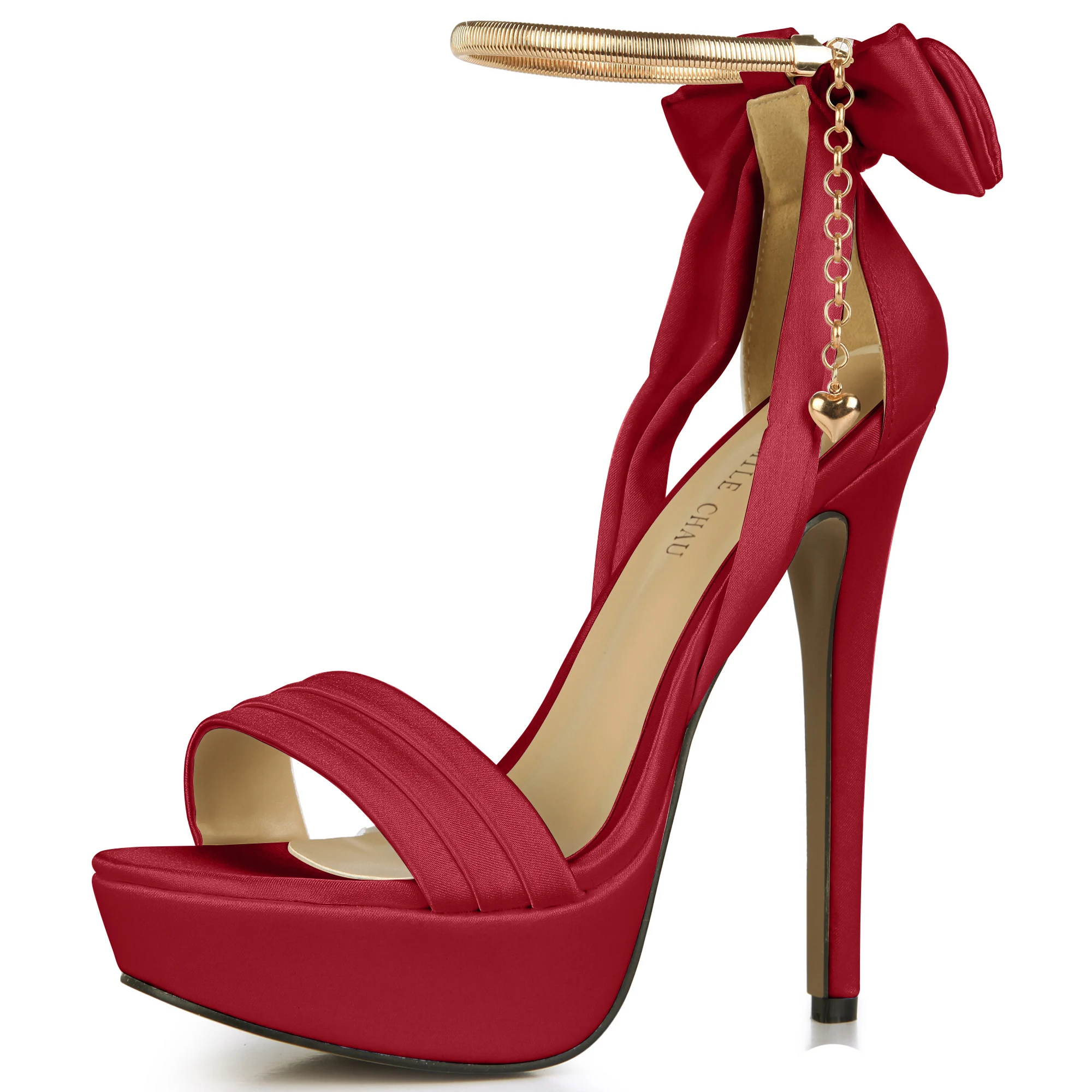 Атласная Свадебная обувь вечеринка цепи Ремешок на щиколотке высоком каблуке