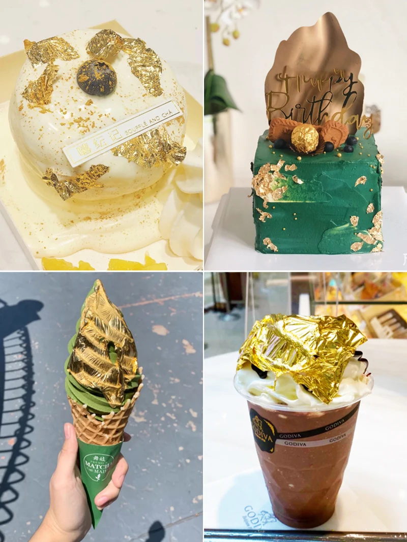 

Grade Gold Leaf Gold Flakes 2g 24K Gold Decorative Dishes Chef Art Cake Decor Chocolates Tools Skincare Gold Leaf