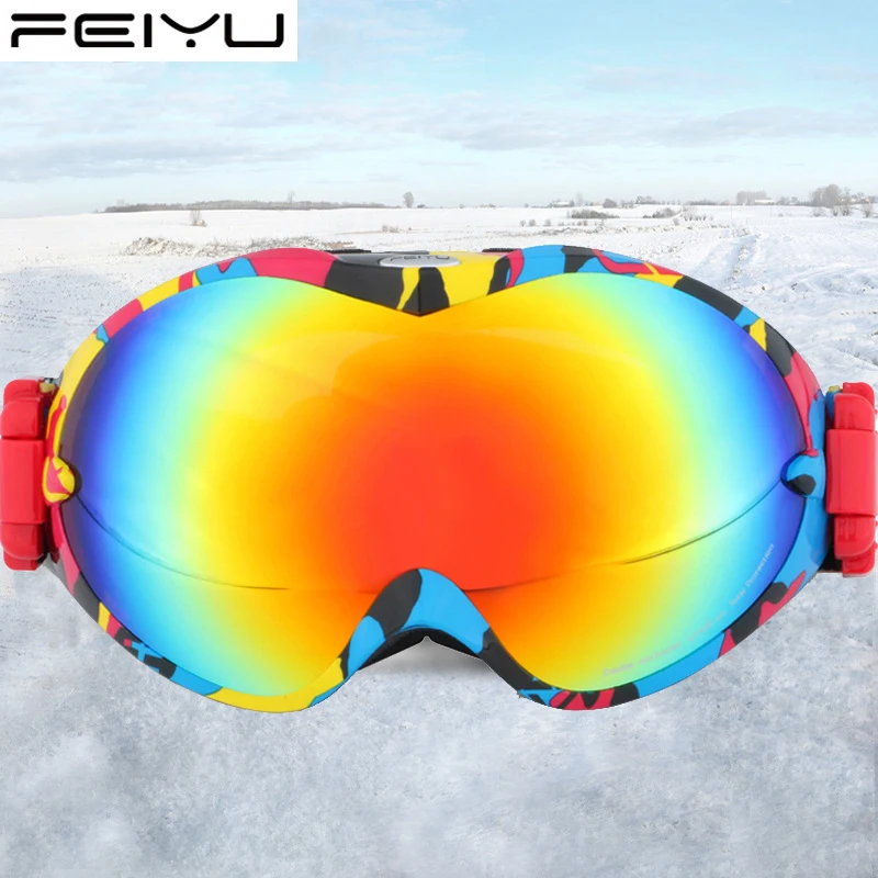 Брендовые лыжные очки для снегохода FEIYU противотуманные цветные покрытые
