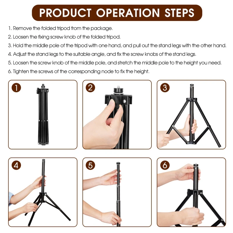 

D35 11 Inch LED Square Fill Light 3 Gear Adjustment Fill Light Phone Tripod Retractable Phone Holder