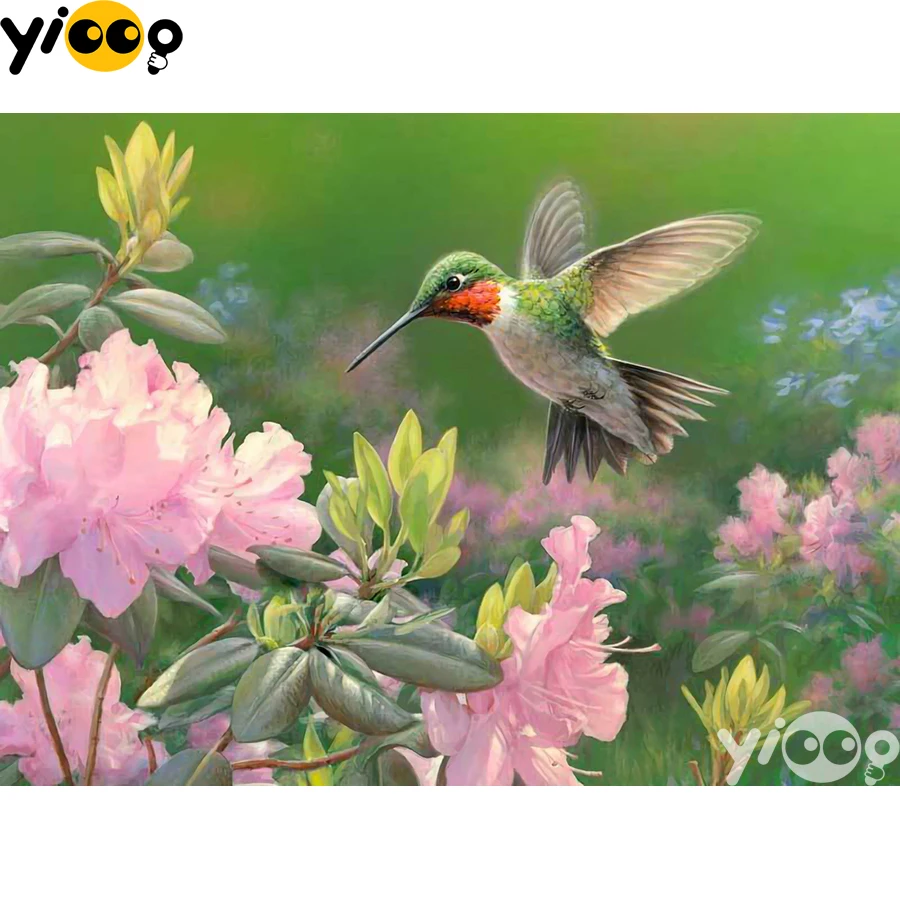 

Алмазная живопись с квадратными/круглыми стразами BX1610, вышивка крестиком, колибри в весеннем стиле, мозаика стразы, домашний декор, подарок