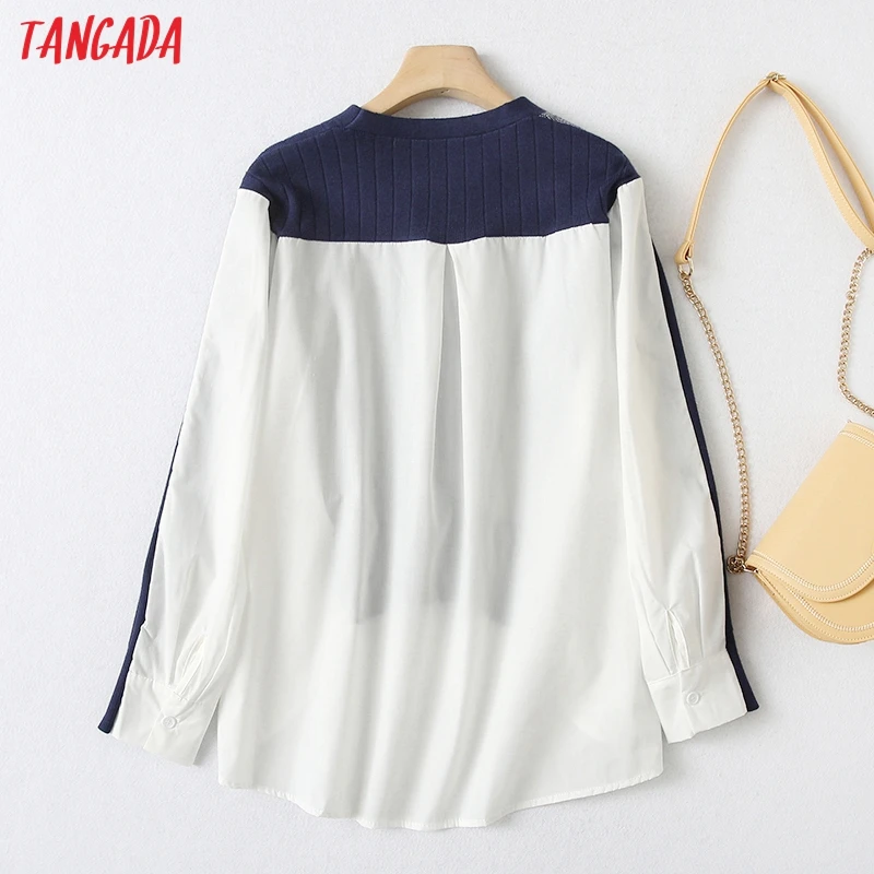

Tangada Women Back Chiffon Patchwork Loose Cardigan Vintage Jumper Oversized Knitted Cardigan Coat YU85