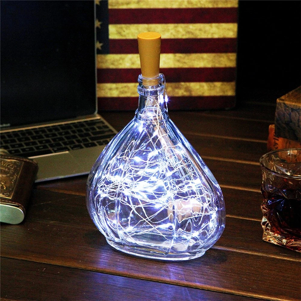 Wine Bottle Cork Lights Battery Operated LED Cork Shape Silver Copper Wire Colorful Mini Fairy Lights for Christmas Party Decor