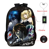 anime women men backpack fashion waterproof usb charging backpack school bags teenagers mochilas death note travel backpacks bag