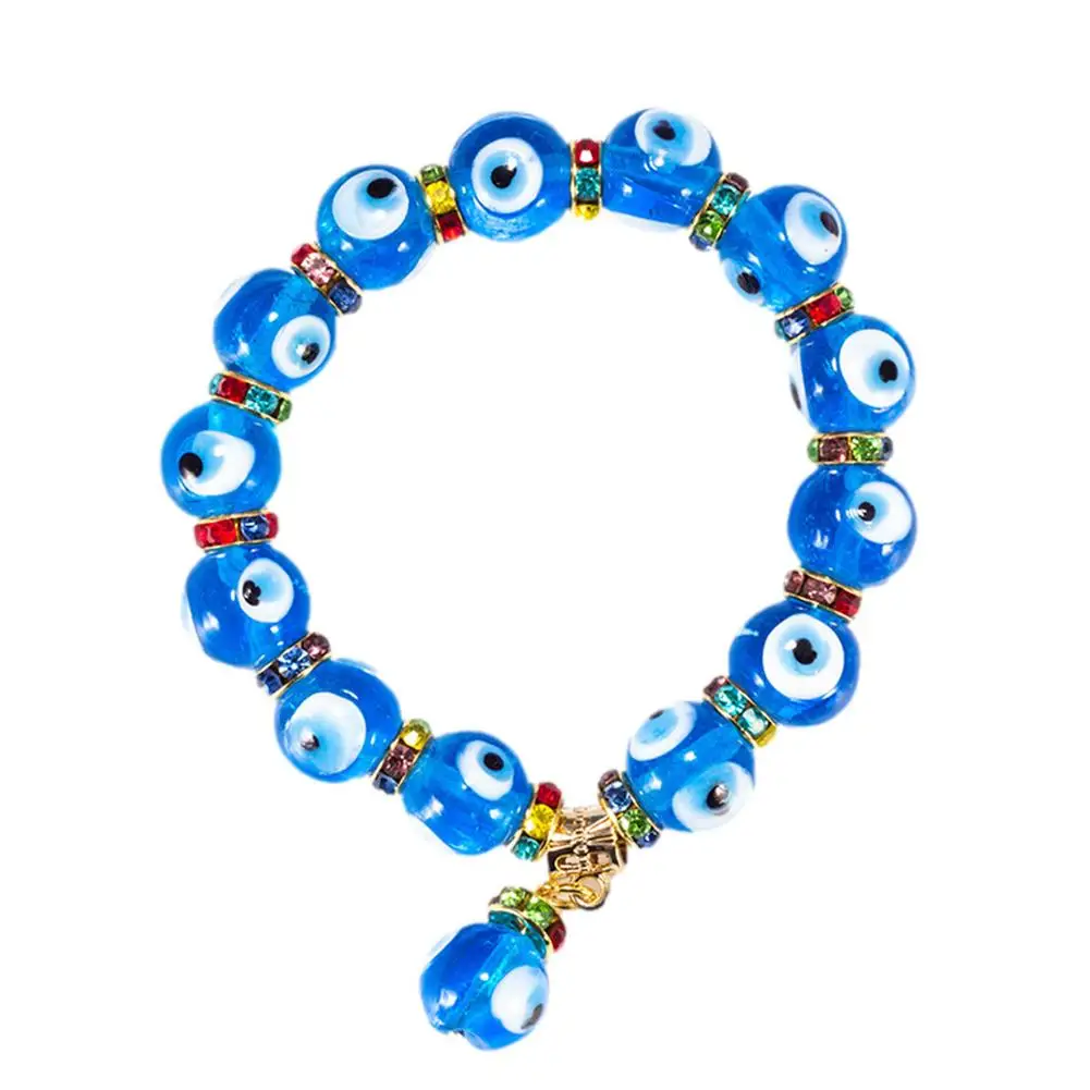 Браслет из бусин ForEvil Eye эластичный стеклянный амулет с драгоценными камнями