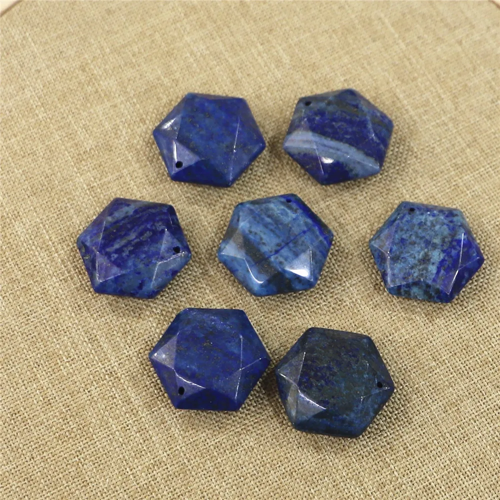

Star of David Pattern Lapis Lazuli Natural Stone Necklace Pendant Natural Stone Hexagonal DIY Necklace Making Spiritual