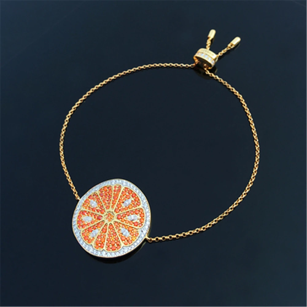 

s925 sterling silver new cactus bracelet female lemon orange orange mosaic heart bracelet light luxury girl jewelry