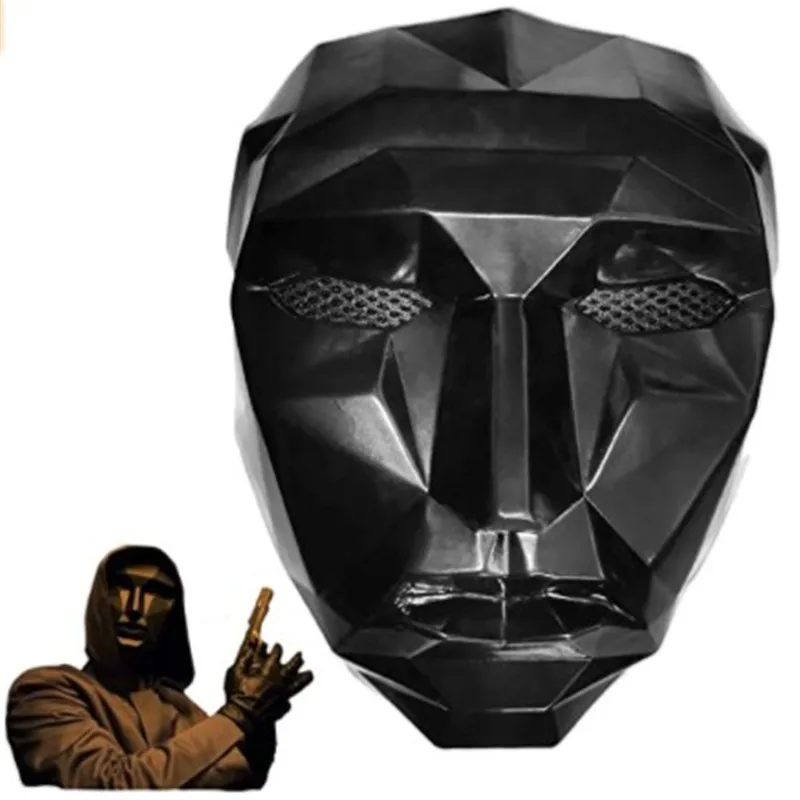 

New Halloween Unisex Squid Game Mask Cosplay Costume Korean Movie Star Same Style Steel Mesh Mask Squid Game