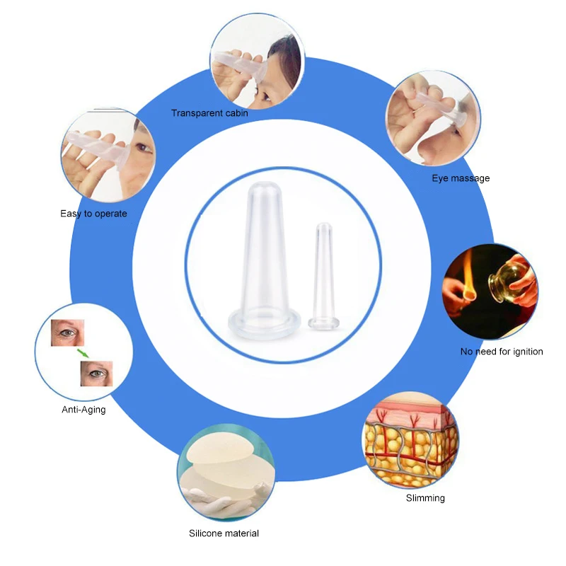 Силиконовый массажный набор 2 чашечки для лица мини массаж тела помощник по уходу