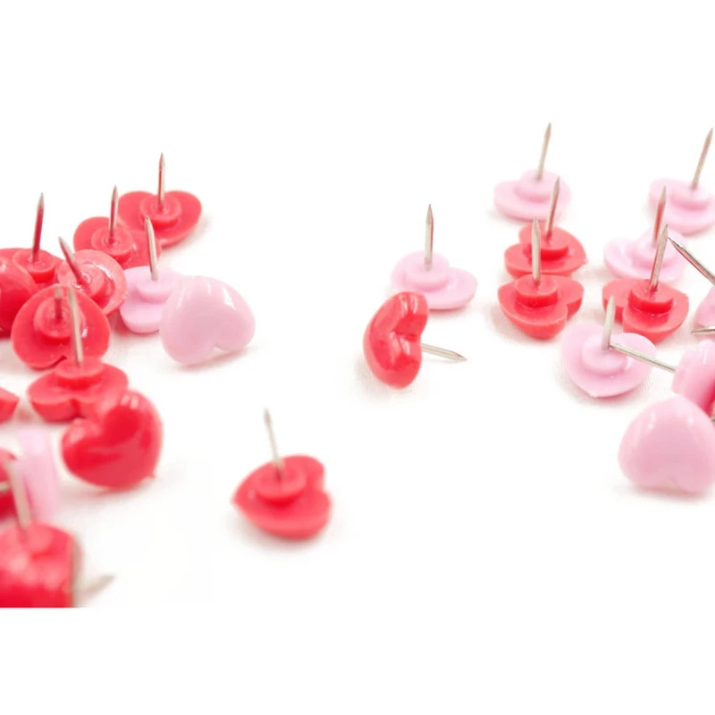 

Heart shape 50pcs Plastic Quality Cork Board Safety Colored Push Pins Thumbtack Office School Accessories Supplies