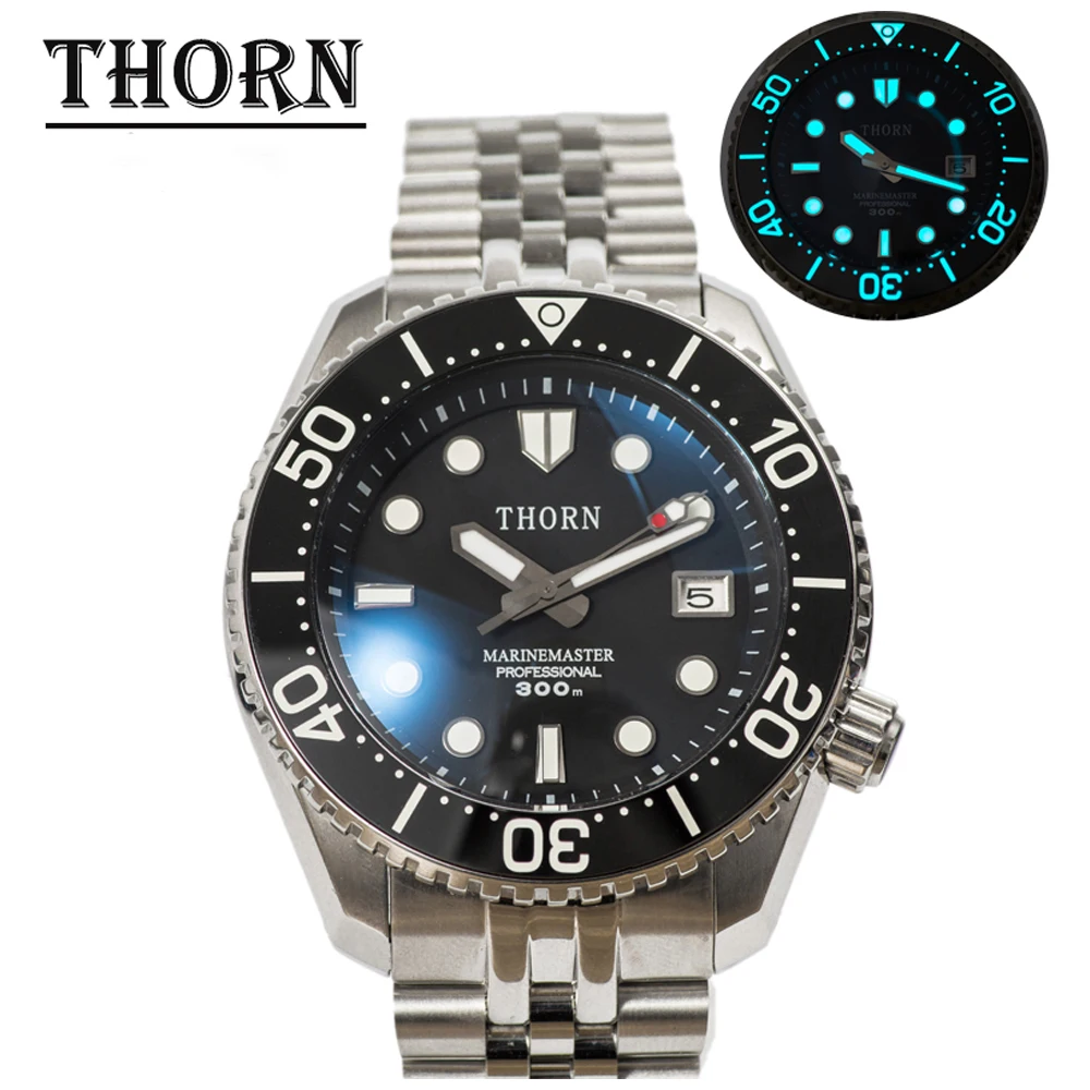 Buy THORN large MM NH35 movement automatic mechanical diving watch male water ghost 300 meters waterproof sports and leisure series on