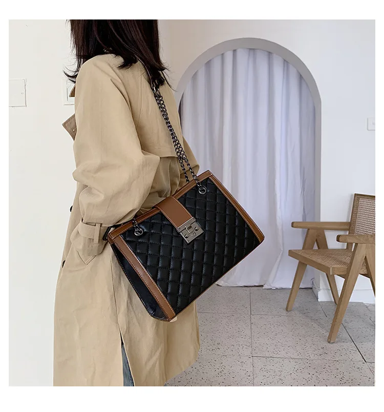 Модная элегантная стеганая сумка через плечо женская кожаная сумка-тоут Женская