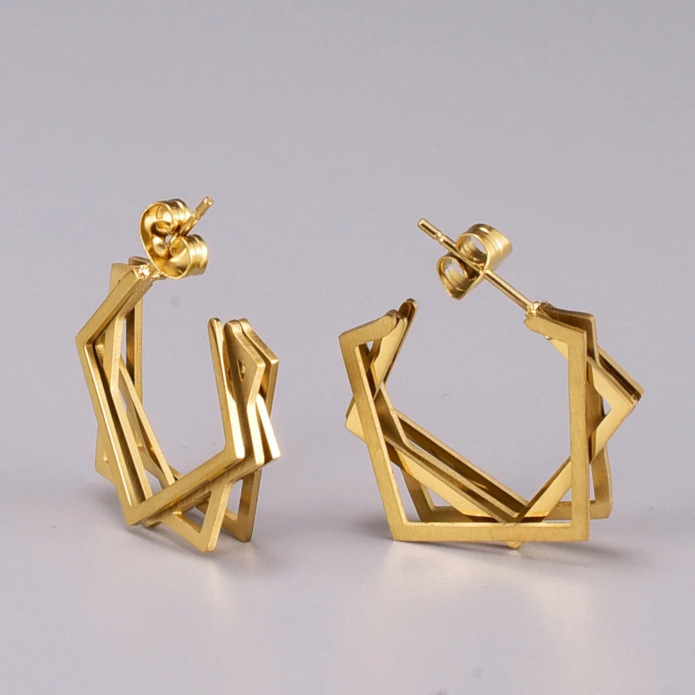 

Wholesale E73 Irregular Square Stud Earrings Ornament Steel Korean Style Fashion Internet Celebrity Eardrops Gift