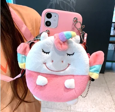 Милый плюшевый меховой кошелек с единорогом сумка для Samsung Galaxy A01 M01 Core A71 A51 M31 A21S