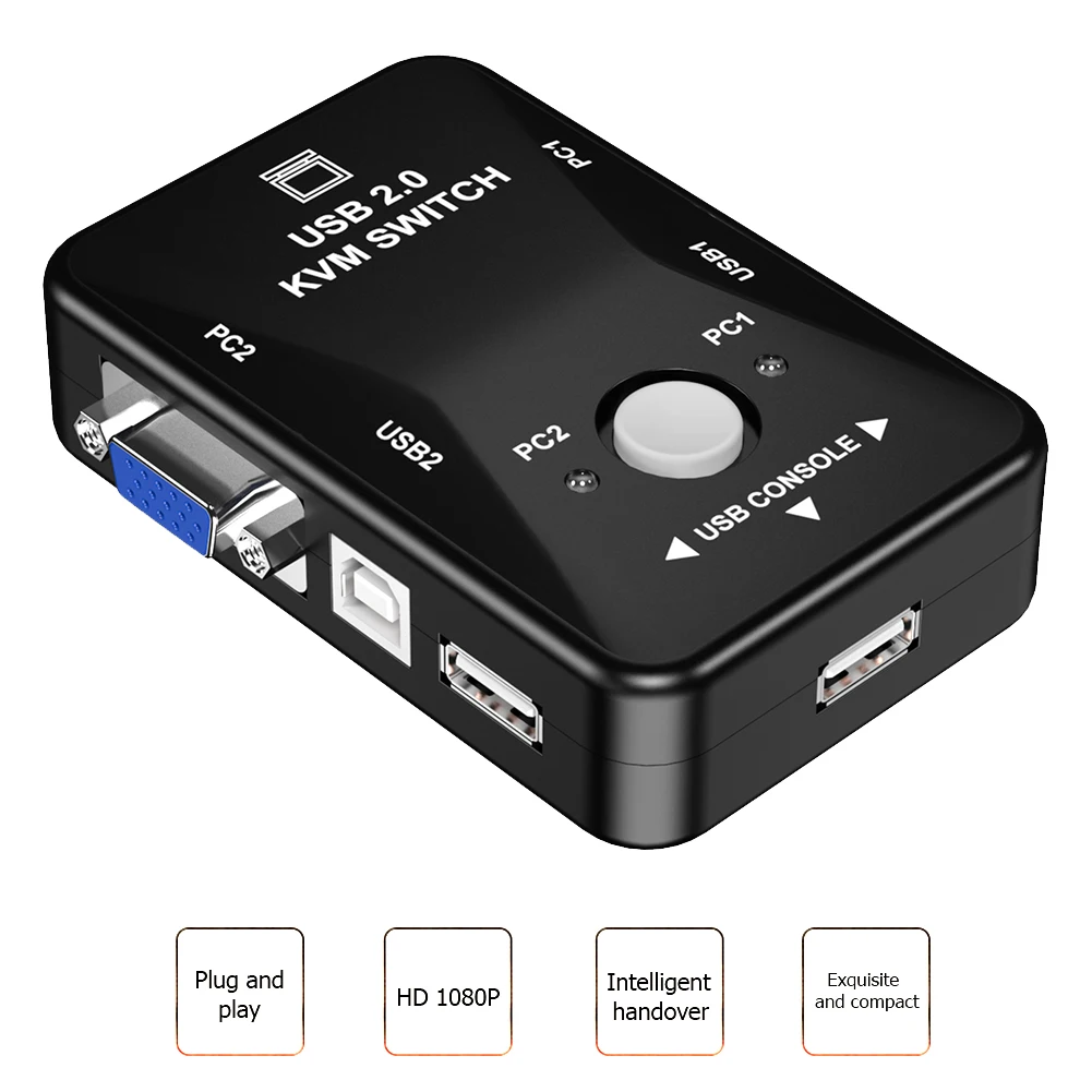 Новый HW1701 2 порта USB HDMI ручной переключатель квм коробка в 1 выход 1080P VGA сплиттер