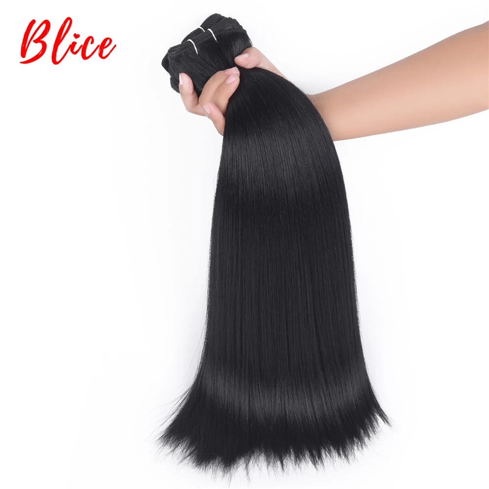 

Blice 3 PCS/Pack Yaki Straight 10-22 Inch Hair Weaving Natural Color Bundles Double Weft Synthetic Hair Extensions Mixed Hair