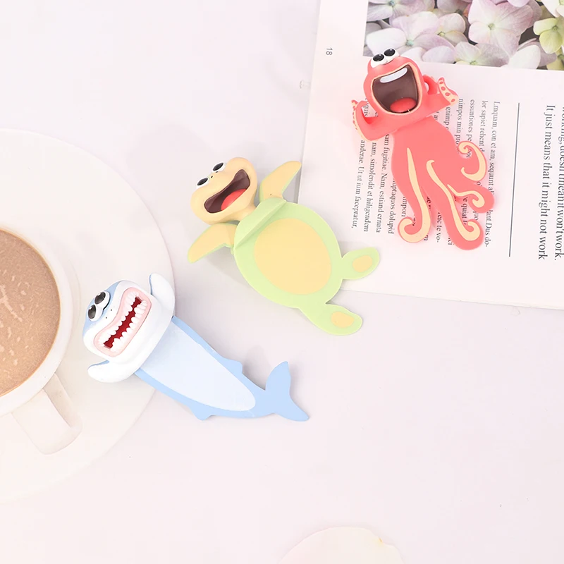

3D Ocean Animal Stereo Bookmark Creative PVC Cartoon Octopus Turtle Cat Bookmark