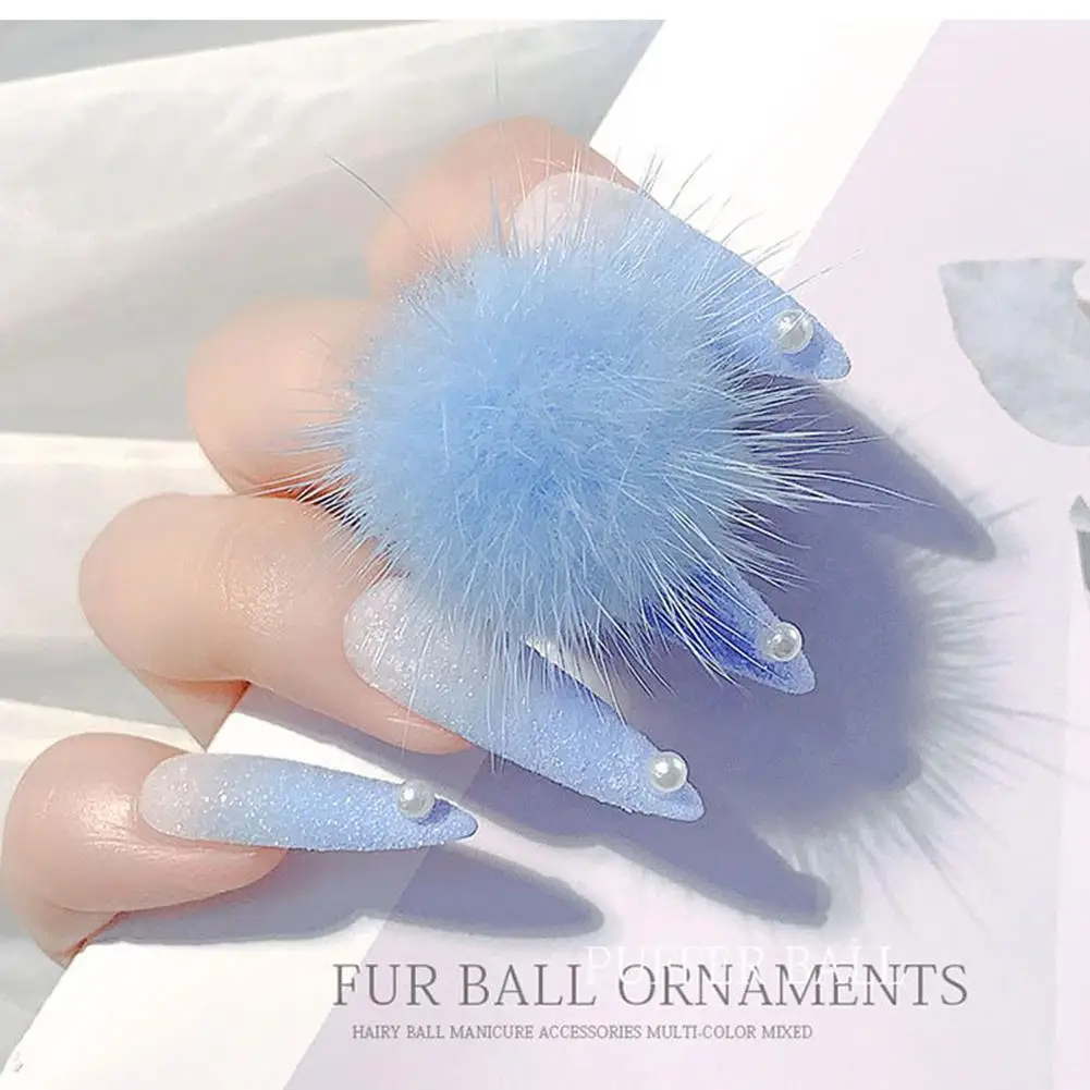 

Nail Decoration Cute Fur Ball Mink Velvet Detachable 3D Nail Fluffy Hair DIY Magnetic Fluffy Ball Suit Applique Tool