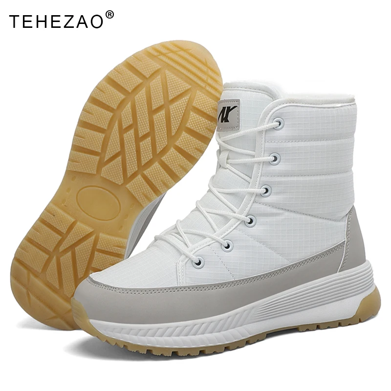 

TEHEZAO Winter Non-Slip Fleece Snow Boots Women Waterproof Wear-Resistant Walking Shoes Women Fashion Windproof Hiking Shoes
