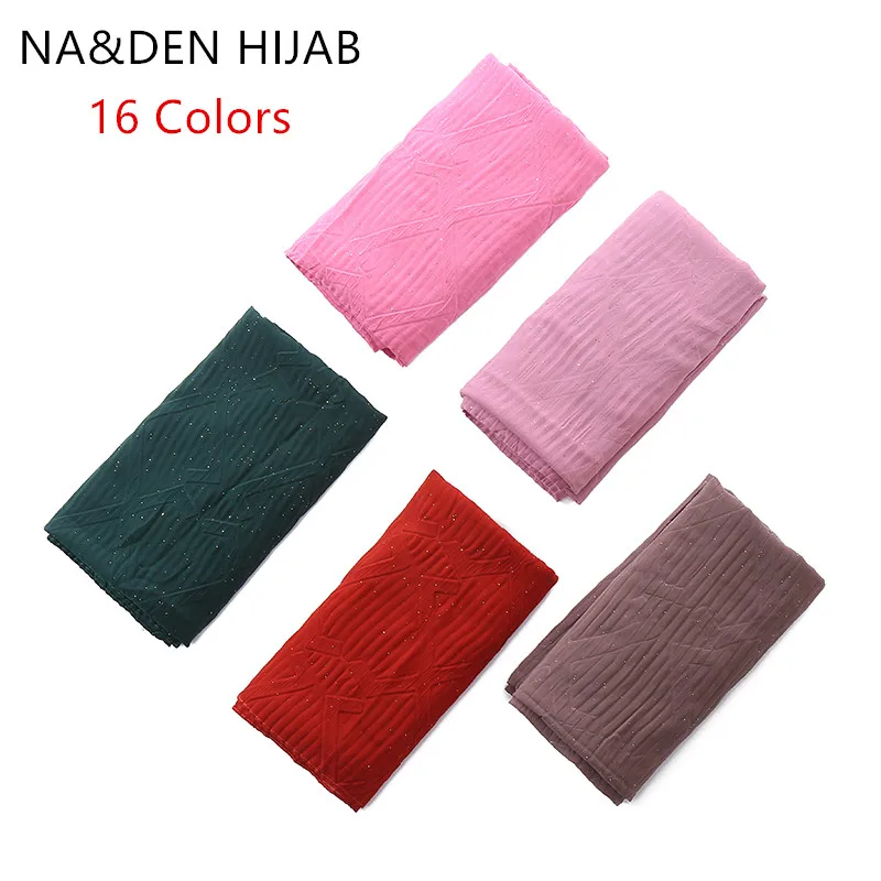Блестящие шали мусульманский хиджаб шифон Новые женские мерцающие шарфы длинный