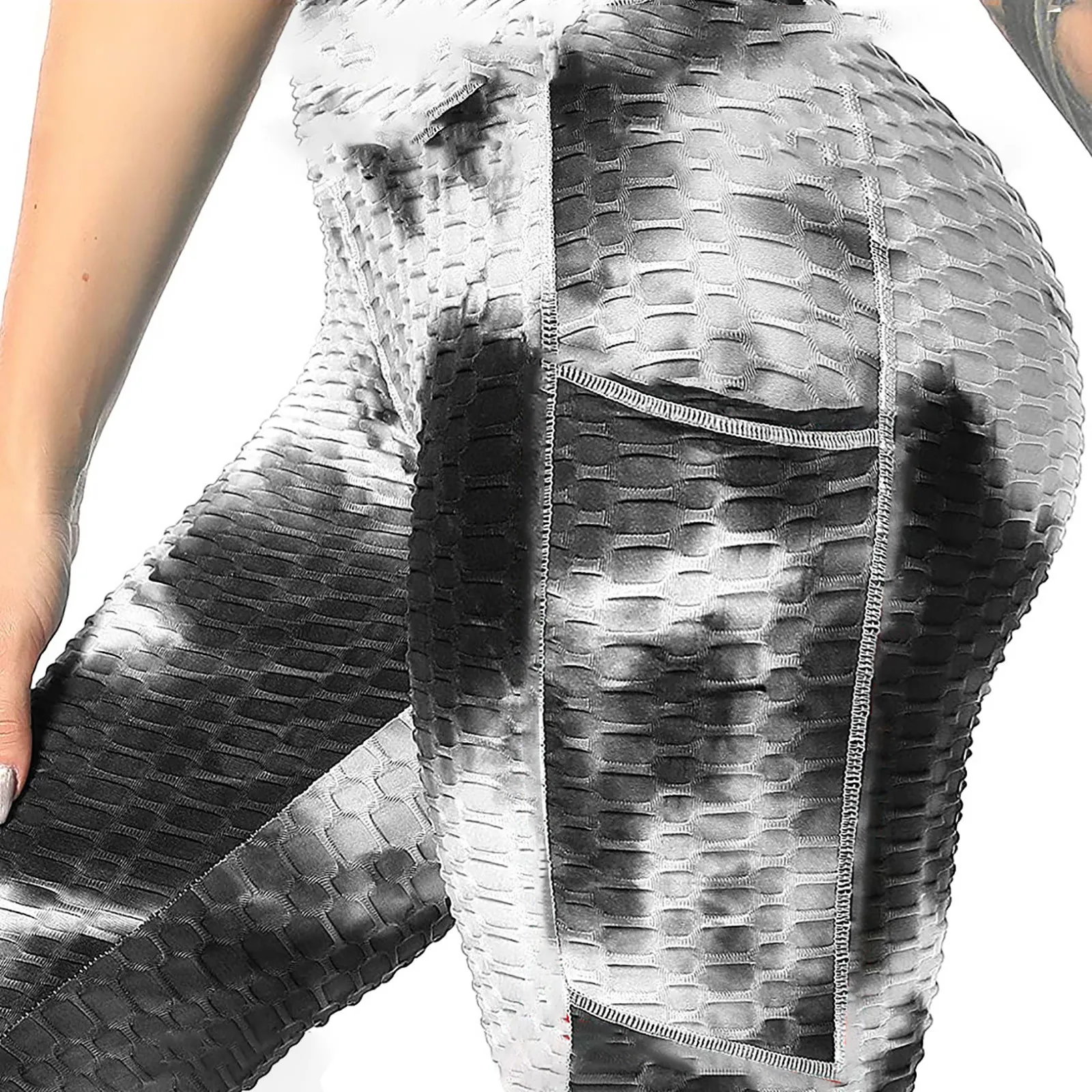

Vintage Woman Pants Tie Dyed Pocket Breathable Hip Lifting Yo-ga Pants Fitness Compression Tights Workout Running Trousers Mujer