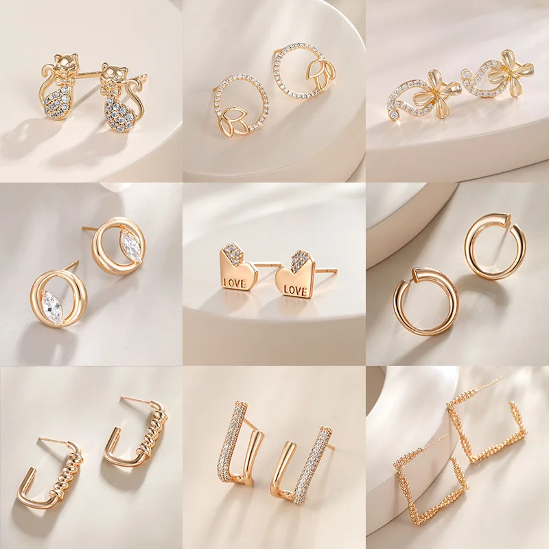 

Female Earrings Geometric Animal Irregular Fashion Style European And American Simple Temperament Hao Stone Material