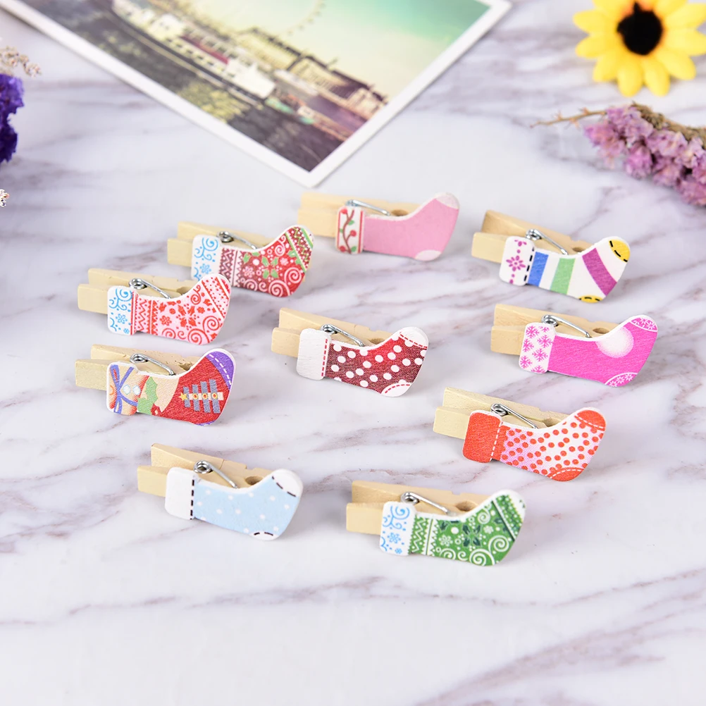 

10Pcs 35x20mm Decorative Christmas Wood Clips Christmas Sock Clips For Christmas Tree WeddingHouse Ornaments