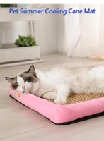pet bed square soft cozy summer cooling house for cat dog accessories removable cane cat nest pet products puppy kennel