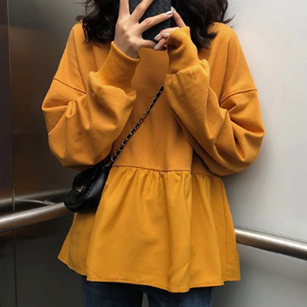 

2021 Autumn Leisure College Wind Jacket Loose And Thin All-match Solid Color Fake Two-piece Sweater Trendy Female Sweetheart