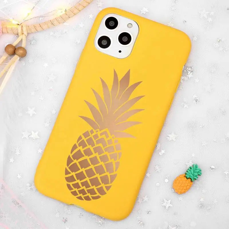 

gold creative stars fruit word Phone Case Candy Color Yellow for iPhone 11 12 pro XS MAX 8 7 6 6S Plus X 5S SE 2020 XR
