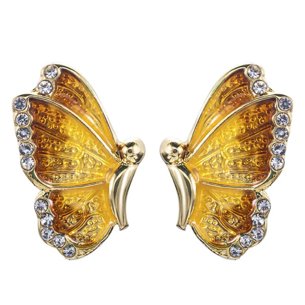 Oil Painted Butterfly Stud Earrings Rhinestone Wild Animal Female Women Birthday Party Jewelry Girls Best Gift dropshipping | Украшения и
