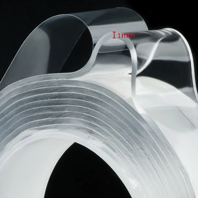 

1Roll Transparent Nano Tape Reusable Washable Double-sided Tape Adhesive Nano tape No Trace Paste Removable Glue Household