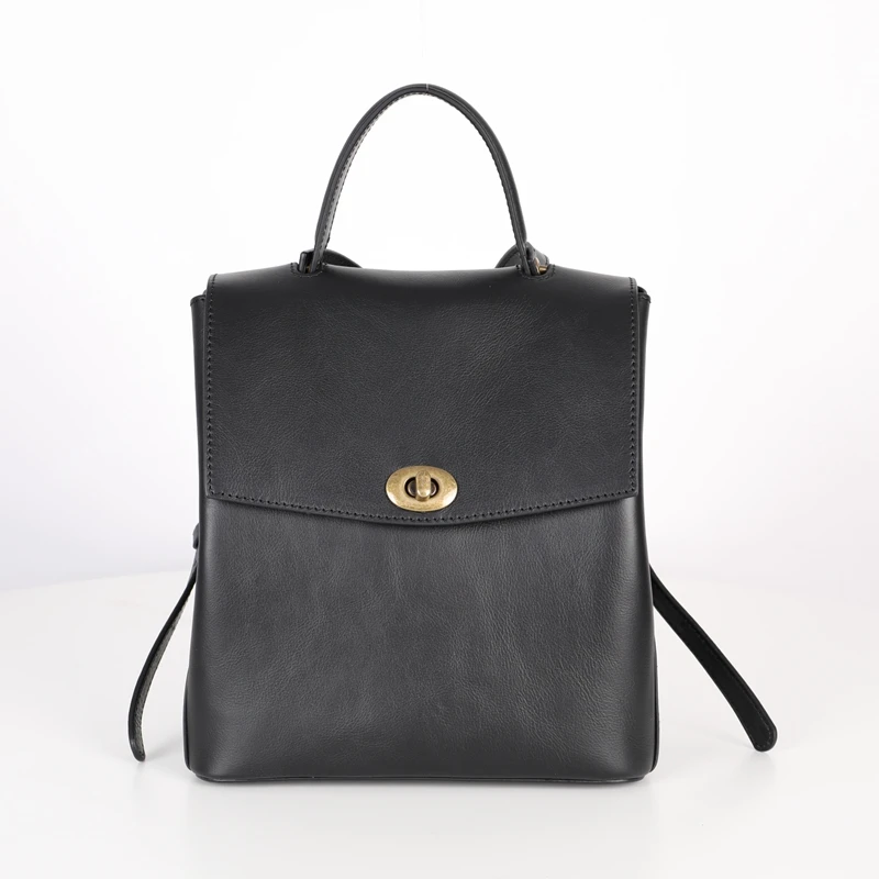

WOONAM Women Fashion Handbag Top Hide Natural Genuine Cow Leather Handle Backpack Bag GB102049