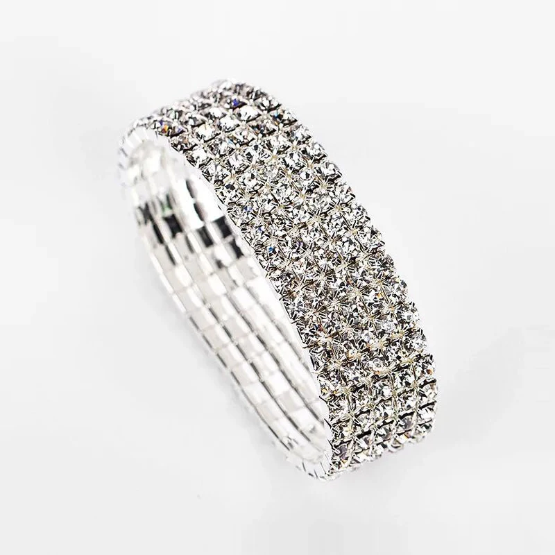 Эластичный Свадебный браслет свадебные ювелирные изделия блестящий для женщин с