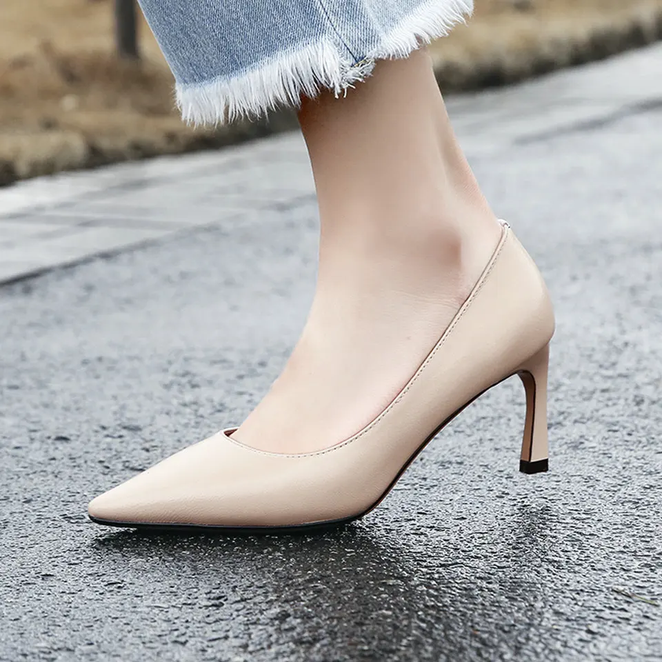 EshtonShero Летняя женская обувь женские туфли лодочки кожа + ПУ тонкий высокий каблук