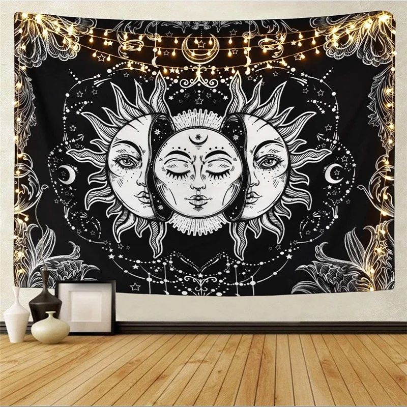 

Mandala White Black Sun And Moon Tapestry Wall Hanging Gossip Tapestries Hippie Wall Rugs Dorm Decor Blanket Home Decor Tapestry