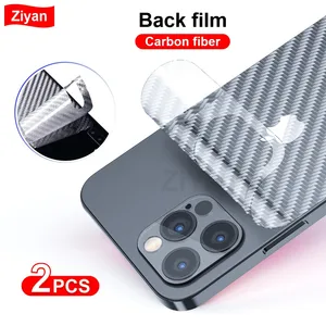 2pcs carbon fiber matte back film for iphone 13 12 mini 11 pro xr x xs max 7 8 plus transparent scratch resistant phone sticker free global shipping