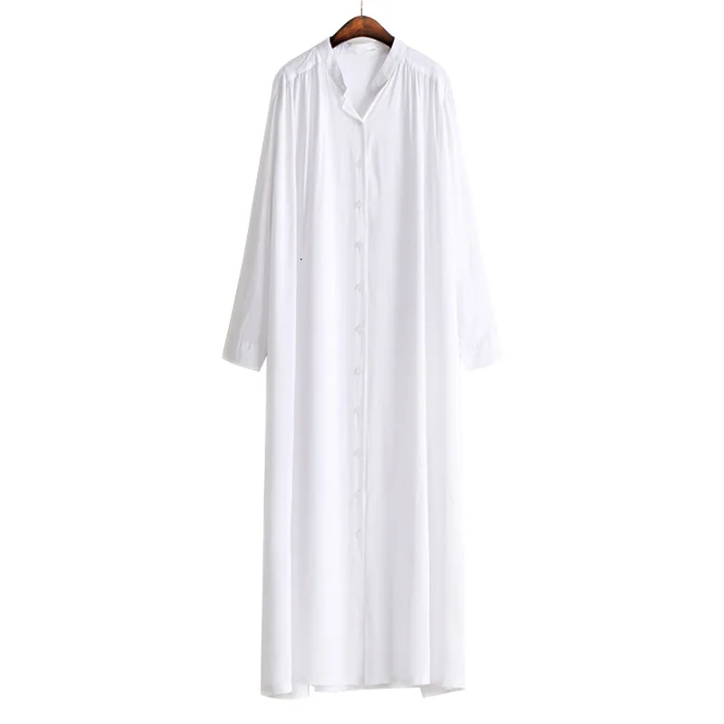 

Street long cardigan solid color dress loose size Joker shirt skirt new product