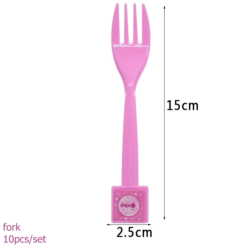 P04-fork Розовый синий детский душ одноразовая посуда подстилка для маленьких мальчиков и девочек бумажная тарелка Салфетка Для детей день рождения пол раскрывает декоративная столовая посуда - Цвет: P04-fork