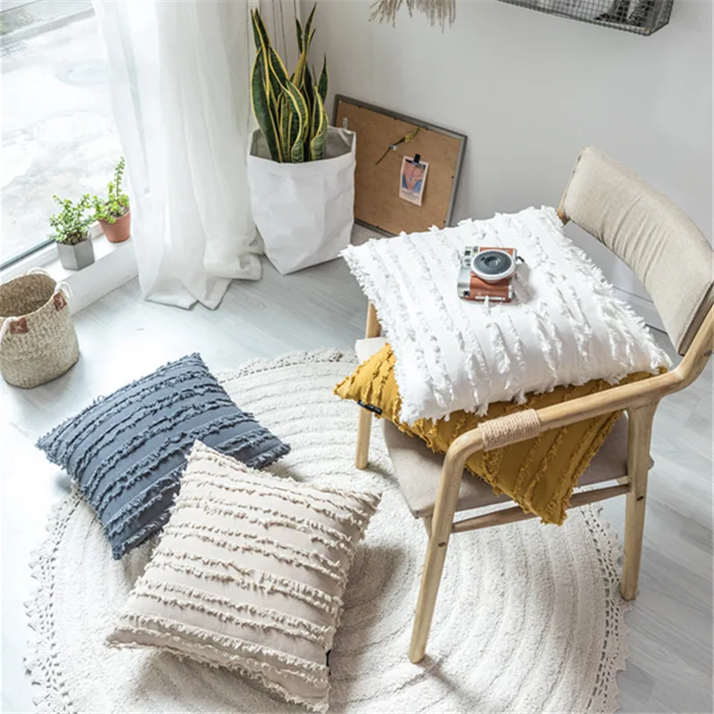 Junwell 45*45 см 100% хлопок льняная хлопковая нить макраме подушка Геометрическая