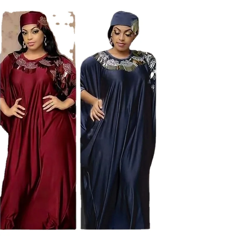 Abaya Sequins African Dresses For Women New Africa Clothes Diamonds Boubou Robe Africaine Femme Bazin Riche Party Dress | Тематическая