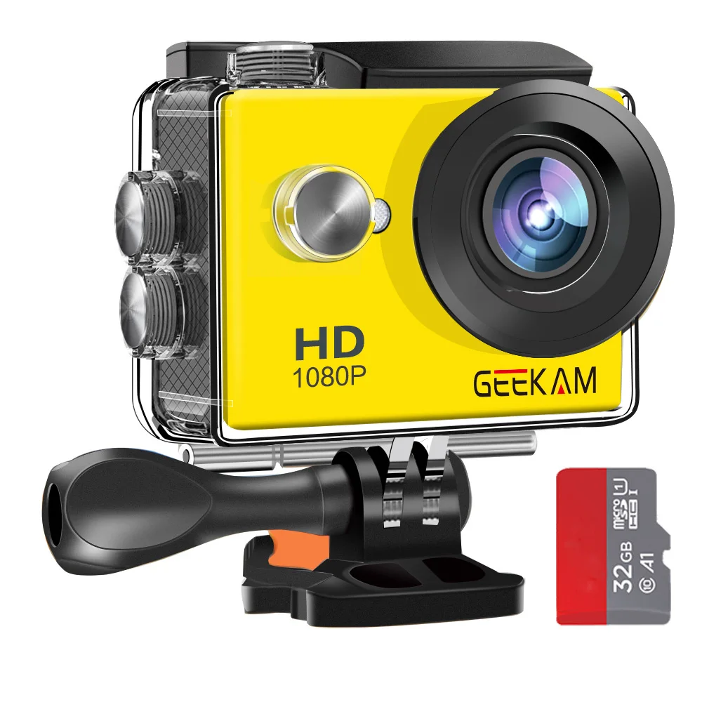 GEEKAM A9 экшн-камера Full HD 1080P 2," экран 30 м водонепроницаемый шлем мини видео запись камера s Спортивная камера DVR - Цвет: GK-A9 Yellow-B