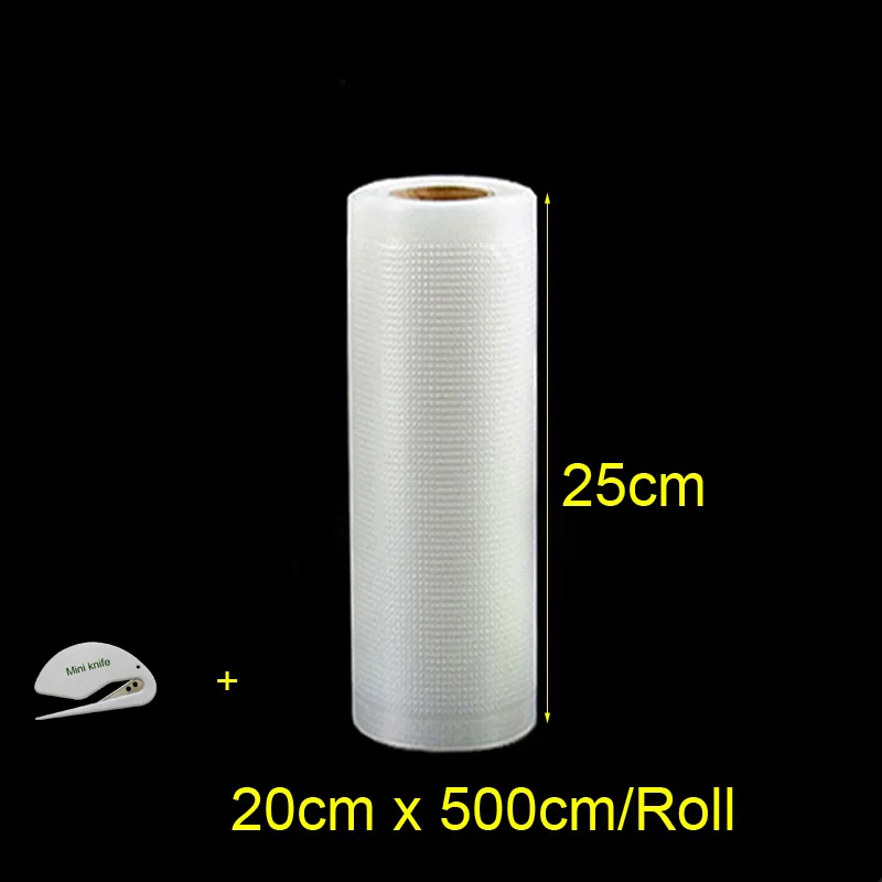 25cm x 500cm 1Roll Рулон вакуумных упаковочных пакетов для упаковка для хранения продуктов запечатывающая машина BPA-free 1 рулон/набор вакуумный мешок рулоны вакуумного упаковщика - Цвет: 25cm x 500cm 1Roll