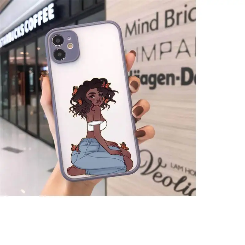 

make money Girls Black Women Art Phone Case Matte Transparent for iPhone 7 8 11 12 s mini pro X XS XR MAX Plus cover funda
