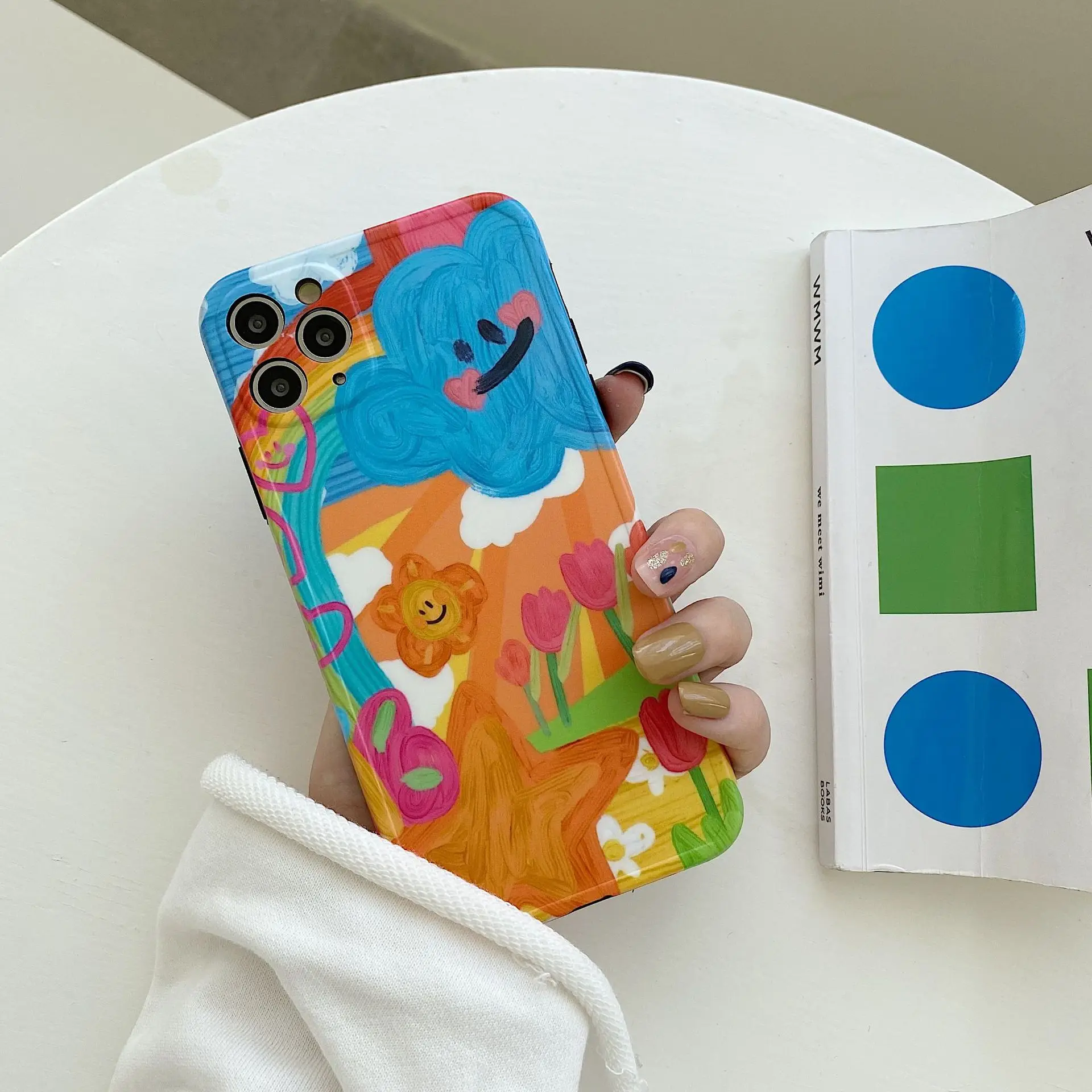 Personalized & Creative Graffiti Cartoon Oil Painting Phone Drop-Resistant Protective Case Female for iPhone X |