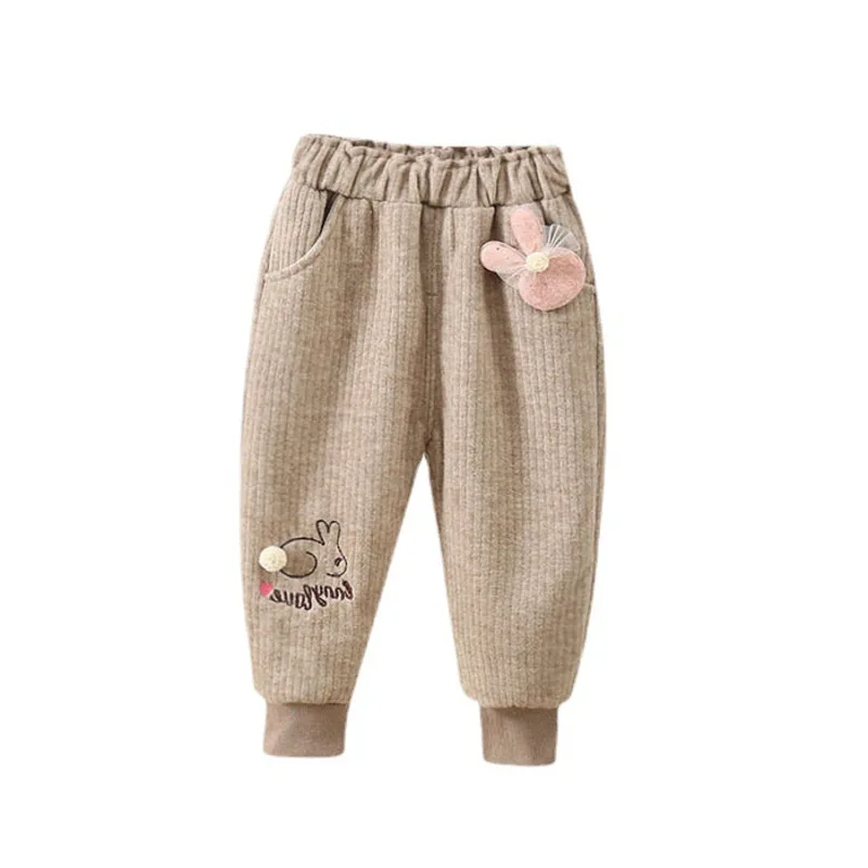 

New Winter Kids Cartoon Clothing Autumn Baby Girls Cute Clothes Children Thick Warm Pants Toddler Casual Costume Infant Trousers