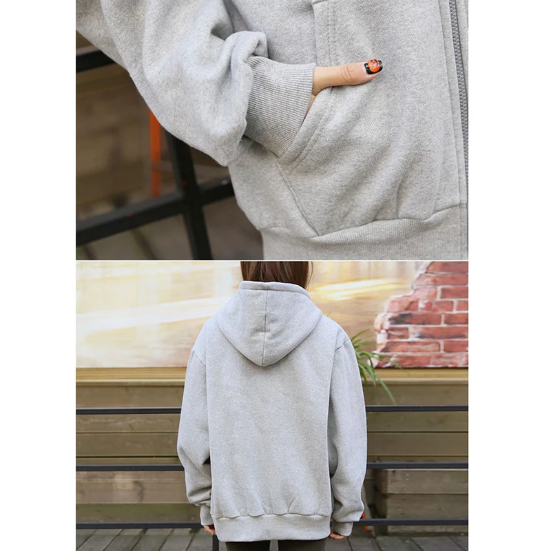 

Autumn Spring Fashion Hooded Outwear Hoodies Women Casual Long Sleeve Zip-up Loose Ladies Streetwear Tops Winter Sweatshirts