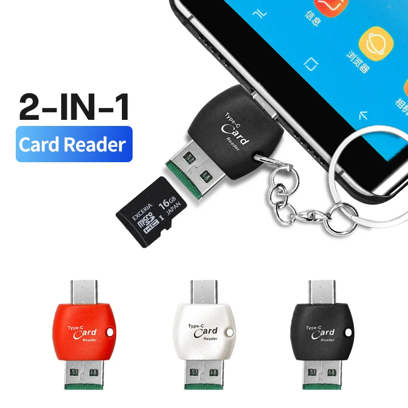 

FONKEN USB C OTG Micro SD Card Reader 2 IN 1 USB 2.0 TF Card Reader For PC Laptops USB Adapter Flash Drive Memory Type C Reader