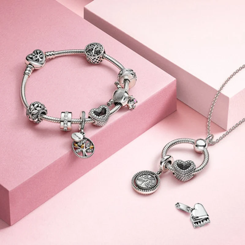 

2020 New Arrival Autumn Grand Piano Heart Dangle Charm Beads Fit Original Pandora Charm Bracelet Jewelry Gift